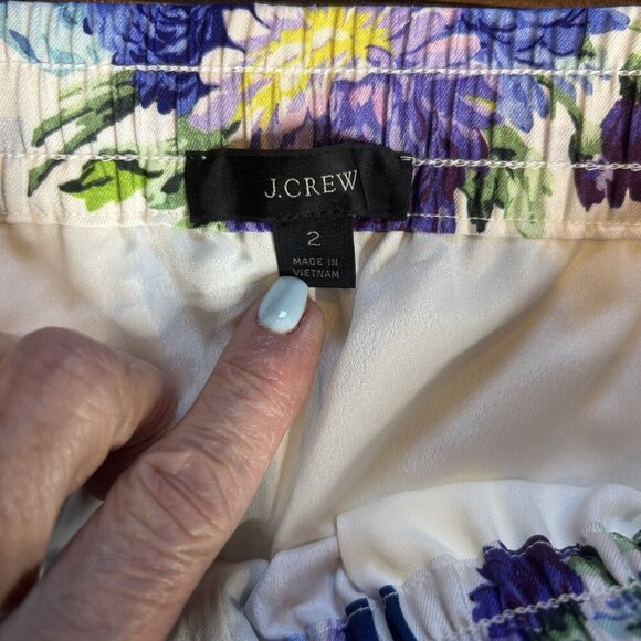 J. Crew Drapey Pull-on Pant in Vintage Purple Floral Stripe Loungewear Size 2 - Picture 9 of 12